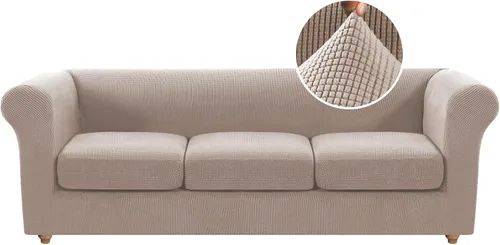 Vista 14 de H.VERSAILTEX Funda elástica para sofá de 3 piezas, fundas tradicionales Chesterfield para sofá de dos plazas de 2 cojines, antideslizante, funda