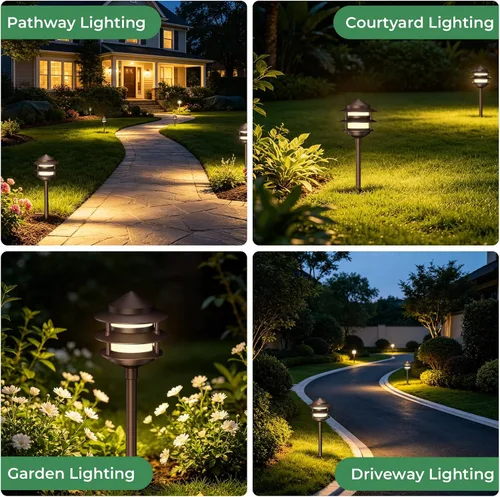 Vista 7 de Gardencoin Pagoda Luces de Camino de Bajo Voltaje para Paisaje, Luces de Camino LED al Aire Libre de 12V con Cable, Iluminación de Pasarela