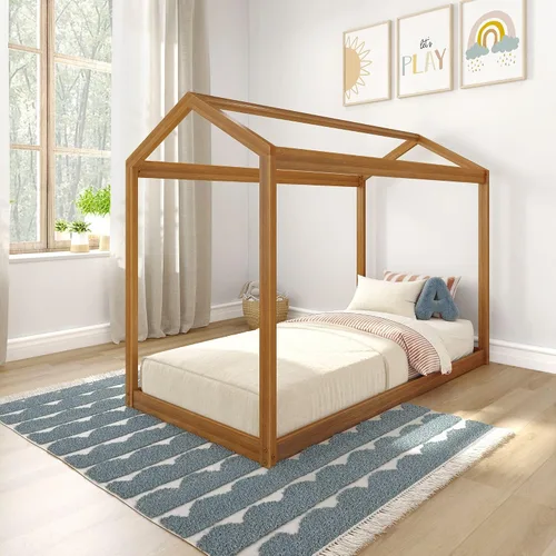 Vista 9 de Max & Lily - Cama Queen, marco de cama con cabecero para niños, listones, color arcilla.