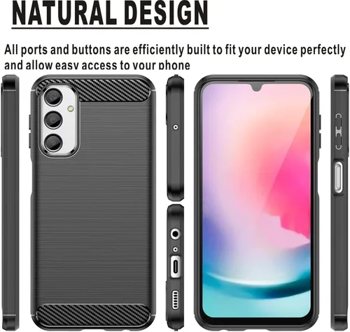 Vista 3 de Funda compatible con Samsung Galaxy A24 4G, con protector de pantalla, absorción de golpes, flexible de goma TPU protectora para A24 4G 2023 de 6.5