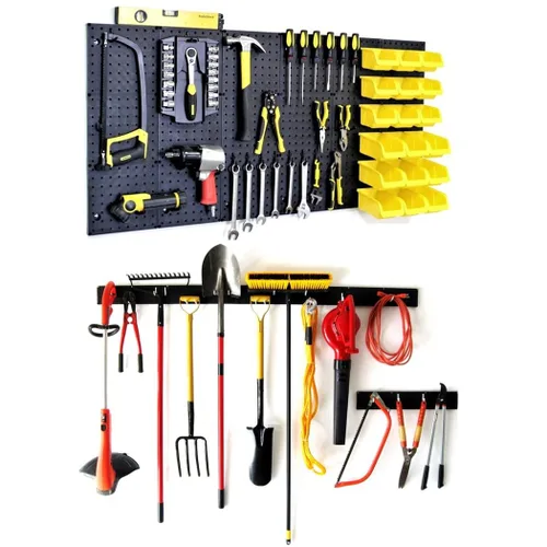 Vista 10 de Fabricado en Estados Unidos – Organizador de pared Nerf Gun Pegboard 3 paneles de 24 x 16 pulgadas – 72 pulgadas de ancho – Kit P-202 B