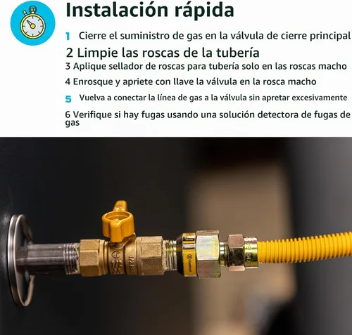 Vista 4 de Eastman Válvula de bola de gas recta de 1 pulgada FIP con mango de cuarto de vuelta, accesorios de plomería de latón, 60013