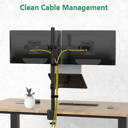Vista 7 de WALI Soporte de Monitor Dual, Soporte para Laptop y Monitor para 2 Pantallas y 1 Laptop, Montura de Escritorio Extra Alta para Monitor de hasta 27