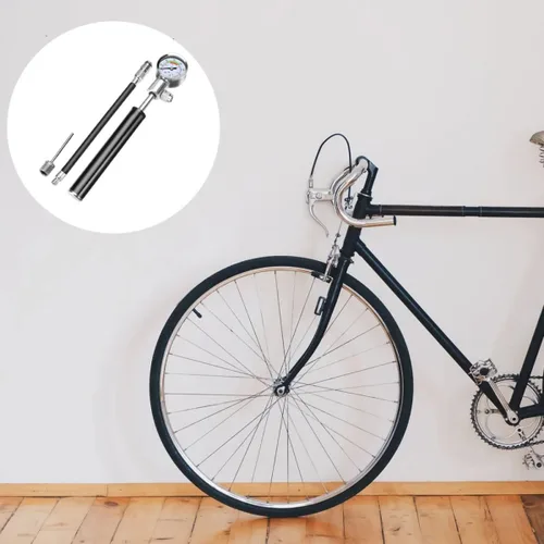 Vista 9 de Bomba portátil de alta presión para bicicletas de montaña y carretera, inflador de mano con adaptador de válvula estadounidense y francés, bomba
