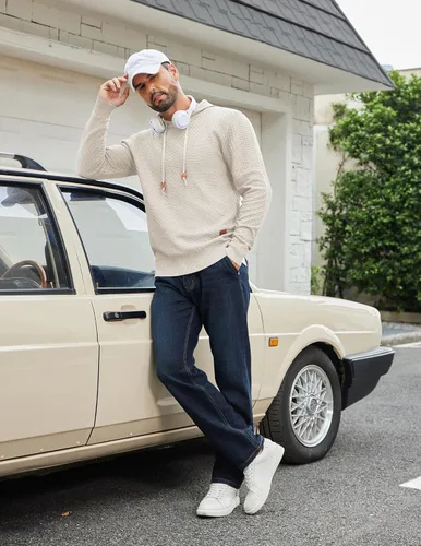 Vista 7 de COOFANDY Sudadera con capucha para hombre, casual, de manga larga, con cordón, de punto gofre, ajustada