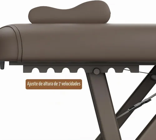 Vista 4 de pouseayar Mesa de masaje ajustable con almohada facial y reposacabezas, resistente y sólida, silenciosa y fácil de ajustar, respaldo fijo, marrón