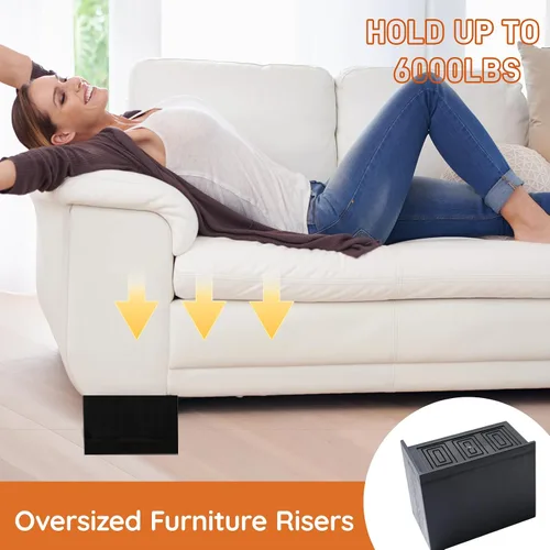 Vista 3 de Elevadores de cama de gran tamaño, elevadores de muebles King, bloques de elevación de 5 pulgadas para cama, sofá, escritorio, sofá, mesa