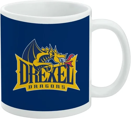 Vista 360 de Taza de cerámica con el logotipo principal de la Universidad Rider, taza de regalo novedosa para café, té y bebidas calientes, 11oz, blanca