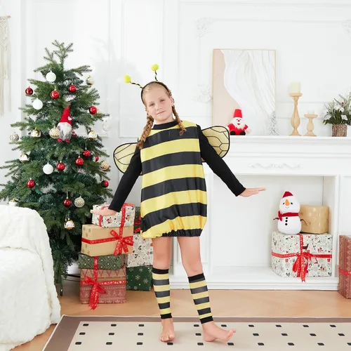 Vista 2 de Shunvnny Disfraz de abeja de Halloween para niños, sin mangas, con ala, disfraz de juego de rol