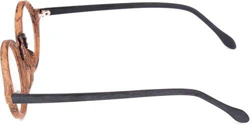 Vista 4 de Agstum Gafas redondas de estilo retro hechas a mano marco de madera lente transparente