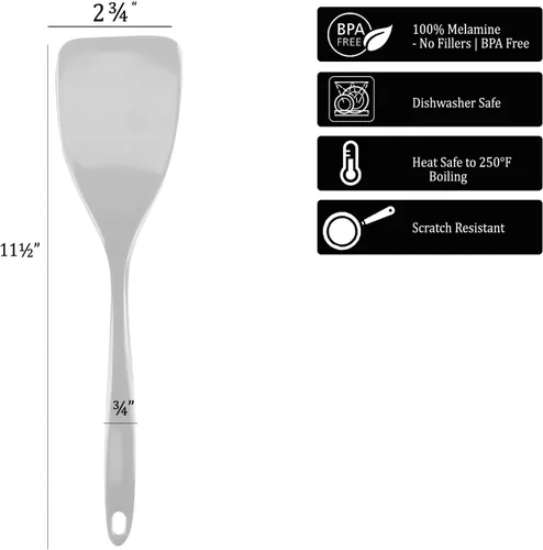 Vista 9 de Reston Lloyd Calypso Basics, Espátula para sartenes antiadherentes, resistente al calor, utensilio de melamina con mango ergonómico, 11 pulgadas