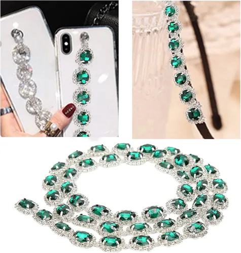 Vista 6 de Borde de diamantes de imitación de 1 yarda, cierre de diamantes de imitación de cristal, flecos para coser joyas, manualidades
