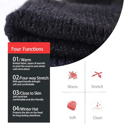 Vista 3 de Gorro de invierno para hombre, para exteriores, elástico, con orejera, resistente al viento