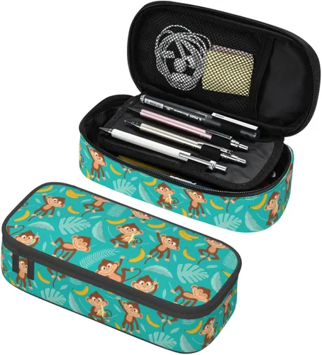Vista 12 de Estuche organizador de lápices con patrón de gato negro, gran capacidad, papelería con cremallera, suministros escolares, bolsa para lápices