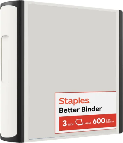 Vista 18 de Carpeta con anillos en forma de "D" de 1 pulgada para mejor visualización Staples, Negro