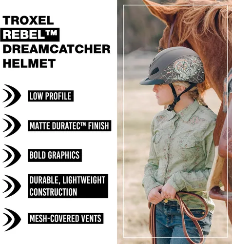 Vista 2 de Troxel Rebel Bold - Casco de equitación, perfil bajo, ligero, diseño ajustable, equipo de equitación de seguridad