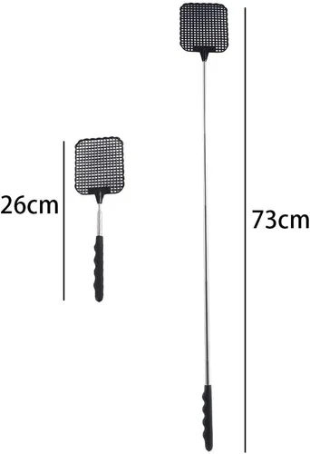 Vista 7 de Matamoscas extensible telescópico de plástico matamoscas matamoscas manual matamoscas de plástico resistente para interiores y exteriores (negro)