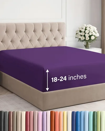 Vista 19 de Sábana bajera ajustable extra profunda Twin XL – Sábana bajera individual de lujo de hotel solamente – Se adapta fácilmente a colchones de 18 a 24
