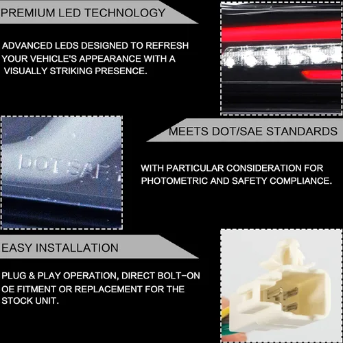 Vista 3 de VLAND Conjunto de luces traseras para Toyota GT86 2012-2020, BRZ 2013-2018, FRS 2012-2016 con señal de giro, luz LED DRL, enchufar y usar
