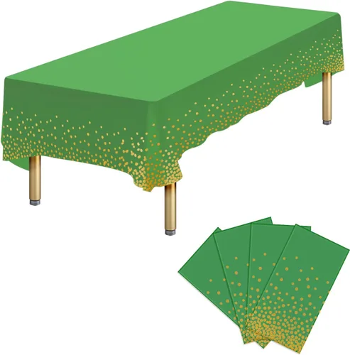 Vista 38 de Paquete de 4 manteles de plástico desechables azules y dorados para mesa rectangular, manteles desechables de 54 x 108 pulgadas, manteles