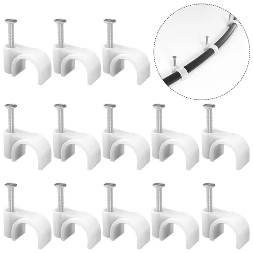 Vista 8 de CableGeeker - 100 clips de cable Ethernet con clavos de 0.315 in para cable Ethernet plano Cat6 Cat7 (blanco)