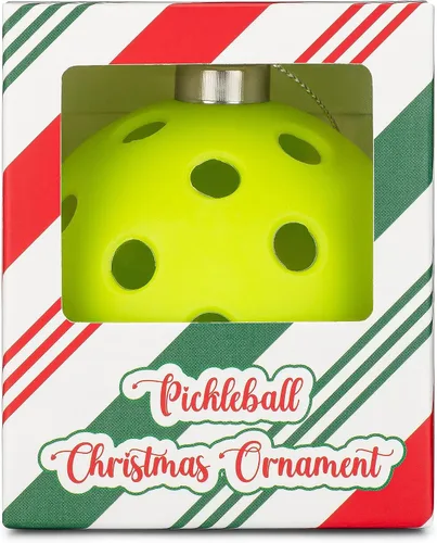 Vista 2 de Adorno de pickleball - Adorno navideño de tamaño real para árbol, regalo divertido para amantes del pickleball, decoración navideña deportiva, 1