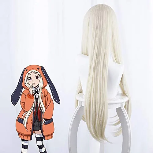 Vista 5 de Peluca de cosplay de anime Kakegurui Compulsive Gambler 2, peluca de cosplay Yomoduki Runa resistente al calor, pelucas de pelo sintético + gorra