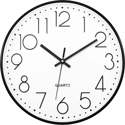 Vista 12 de Foxtop Reloj de pared atómico que funciona con pilas, redondo, analógico, moderno, juego automático para oficina, aula, dormitorio, cocina, sala