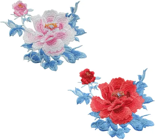 Vista 24 de 1 par de parches de peonía azul, apliques de flores para ropa de bricolaje, jeans Parches florales suaves para accesorios de ropa, decoración
