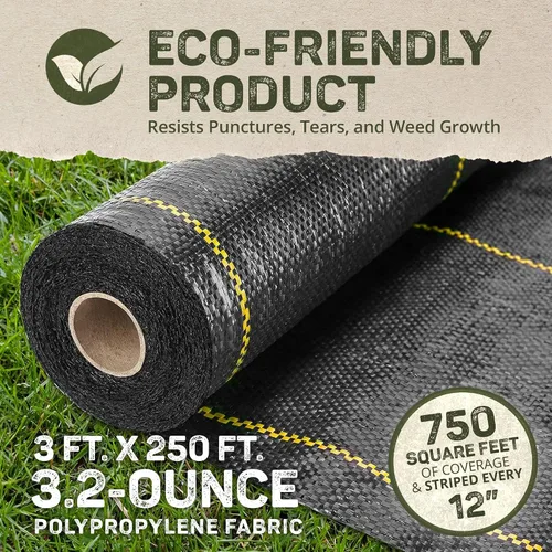 Vista 4 de Dewitt Pro-5 Tela Paisajística Tejida con Barrera contra Malezas, 5 oz, Negro, 3' x 250' - Control de Crecimiento de Servicio Pesado, Cubierta
