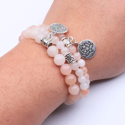 Vista 5 de UEUC 7 - Brazalete curativo de 7 chakras de hematita para mujer, juego de brazalete difusor con dije de flor de loto para yoga o reiki, brazalete