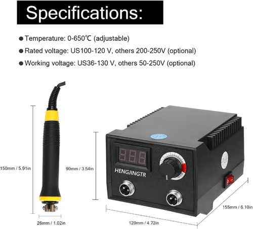 Vista 6 de Máquina de pirografía Quemador de madera de temperatura ajustable, juego de herramientas de pirografía de madera para pirografía de quema de madera