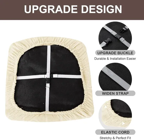 Vista 4 de Genina Fundas de Asiento de Silla Impermeables Fundas de Silla de Comedor Paquete de 2 Fundas de Asiento Elásticas para Protector de Silla