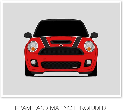 Vista 2 de Custom Car Posters Póster hecho a mano compatible con Mini Cooper R56 JCW (2009-2014) de 2ª generación, decoración de pared de John Cooper Works