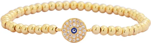 Vista 8 de Edforce de acero inoxidable pulsera elástica con cuentas de ojo malvado para mujer con circonita cúbica CZ