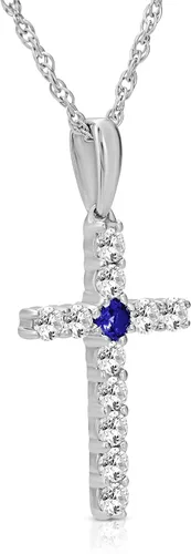 Vista 2 de ARAIYA FINE JEWELRY Colgante de cruz de diamante o plata de 14 quilates con cadena de cuerda de plata de ley (14 cttw, color I-J, claridad I2-I3)