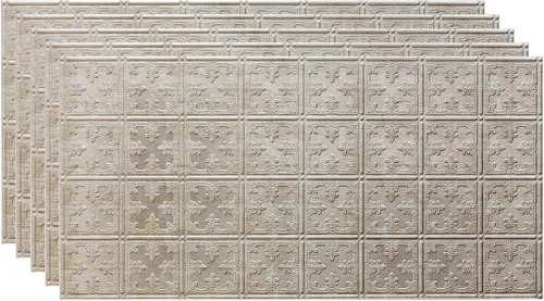 Vista 22 de FASÄDE - Panel adhesivo para techo de vinilo decorativo con estilo/patrón tradicional de 2 x 4 pies en plata entrecruzada (paquete de 5)