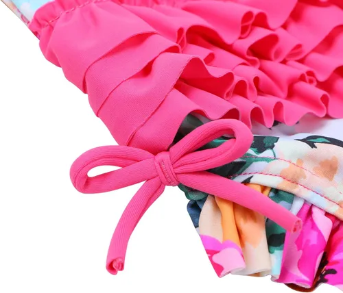 Vista 4 de XFGIRLS Traje de baño de manga larga para bebéniña, traje de baño de una sola pieza, protección contra erupciones para niños, UPF 50+