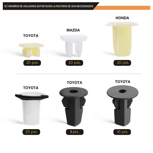 Vista 4 de GOOACC 166 piezas de clips de retención para auto y gomas para tornillos - 12 tamaños y aplicaciones más populares para GM Toyota Honda Nissan Mazda