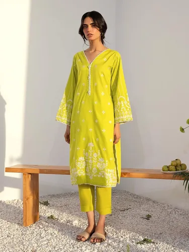 Vista 2 de edenrobe Traje étnico indio paquistaní Kameez Dupatta cosido para mujer, listo para usar, Kurti y Dupatta, 2