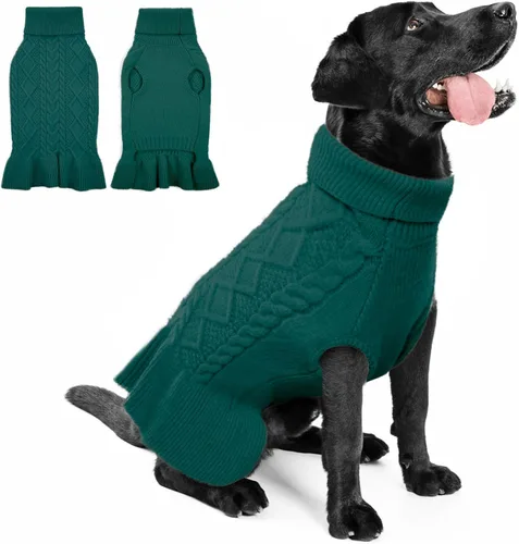 Vista 8 de QBLEEV Suéteres para Perras Pequeñas - Suéteres Suaves y Cálidos de Invierno y Otoño con Cuello de Tortuga y Opciones de Chaleco para Cachorras