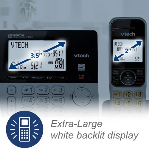 Vista 5 de VTech VG208 DECT 6.0 Teléfono con cable/inalámbrico para el hogar con contestador, bloqueo de llamadas, identificación de llamadas, pantalla