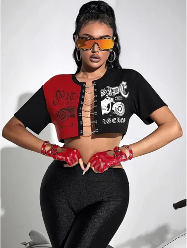 Vista 5 de Guantes punk para mujer, cinturón de piel sintética, steampunk, disfraz de cosplay de Halloween