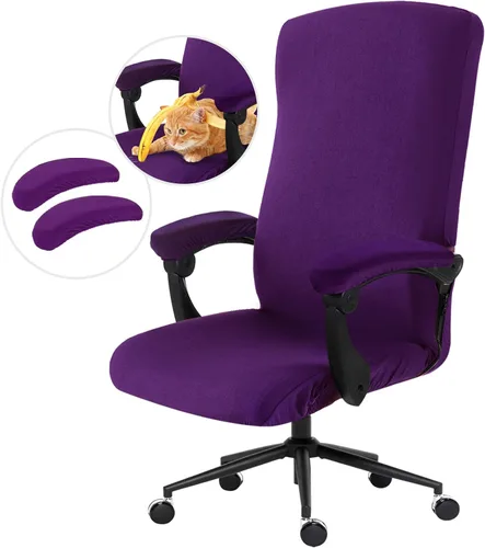 Vista 130 de Fundas elásticas resistentes al agua para sillas de computadora - Protectores lavables para respaldo giratorio y asiento para mascotas - Negro