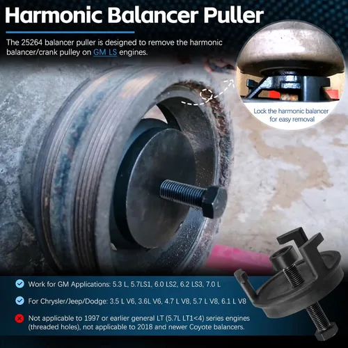 Vista 2 de Para GM LS Extractor de Equilibrador Armónico 25264 Extractor de Polea de Manivela para Chrysler Jeep Dodge, Extractor de Amortiguador Armónico