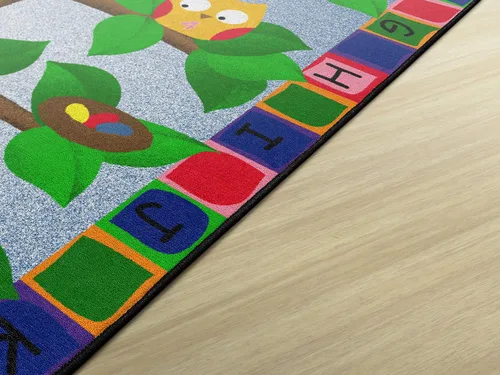 Vista 8 de Flagship Carpets Alfombra educativa con diseño de búhos del alfabeto para el aula o la habitación de los niños, tapete de juego para enseñar