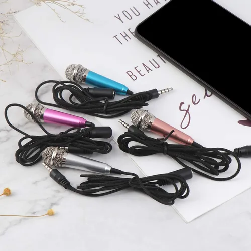 Vista 2 de 4 piezas mini micrófono mini karaoke micrófono para grabación de voz, micrófono portátil para chatear y cantar compatible con smartphone iPhone