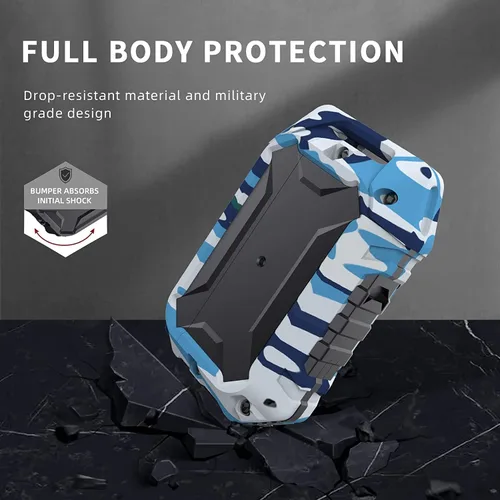 Vista 3 de Funda diseñada para AirPods 3, funda protectora de cuerpo completo, resistente, de silicona suave, con llavero, LED frontal visible, carga