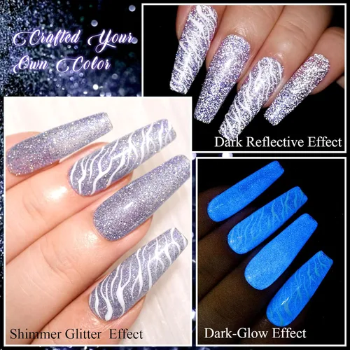 Vista 4 de MEET ACROSS Esmalte de uñas de gel que brilla en la oscuridad, juego de esmalte de gel luminoso de 6 colores, kit de manicura de esmalte de gel