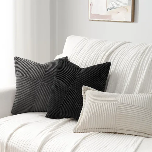 Vista 5 de Topfinel Juego de 2 fundas de almohada decorativas negras de 16 x 16 pulgadas para sofá, cama, decoración rústica estilo bohemio para el hogar